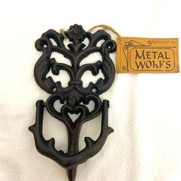 Cast Iron Door Knocker Matte Black Giftcraft Inc Metal Works Neutral Classic - Picture 1 of 5